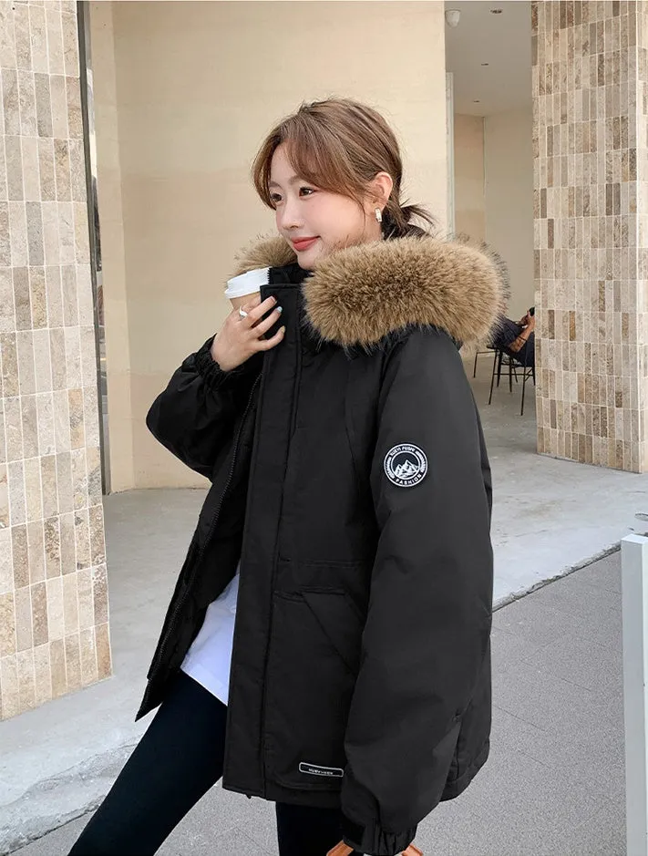 Stylish Water-Resistant Parka for Women with Thickened Relaxed Fit