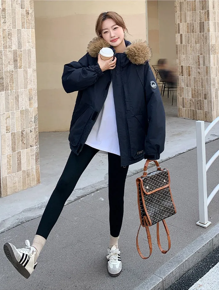 Stylish Water-Resistant Parka for Women with Thickened Relaxed Fit