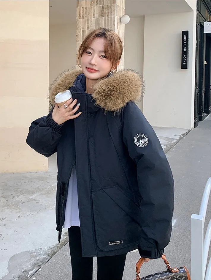 Stylish Water-Resistant Parka for Women with Thickened Relaxed Fit