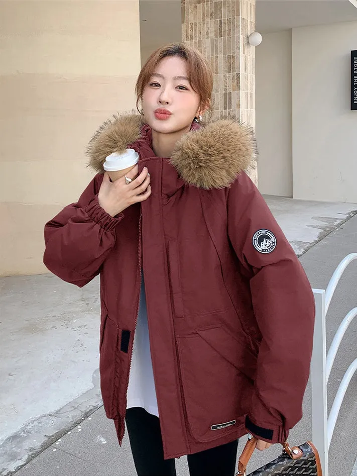Stylish Water-Resistant Parka for Women with Thickened Relaxed Fit