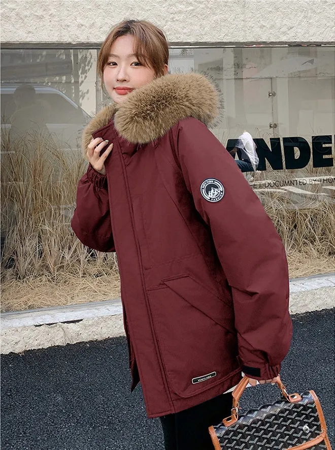 Stylish Water-Resistant Parka for Women with Thickened Relaxed Fit