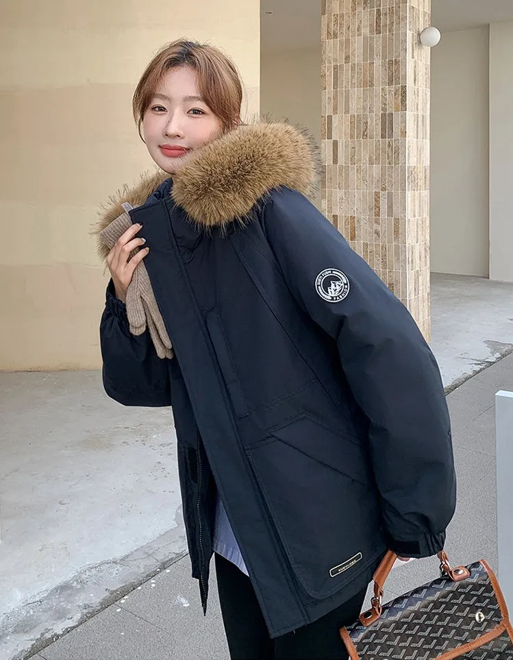 Stylish Water-Resistant Parka for Women with Thickened Relaxed Fit