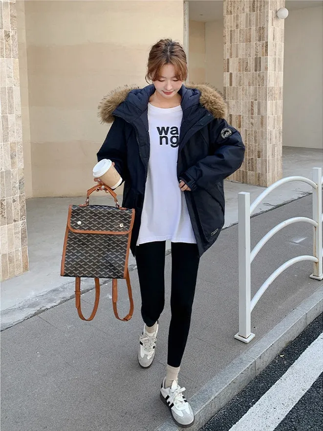 Stylish Water-Resistant Parka for Women with Thickened Relaxed Fit