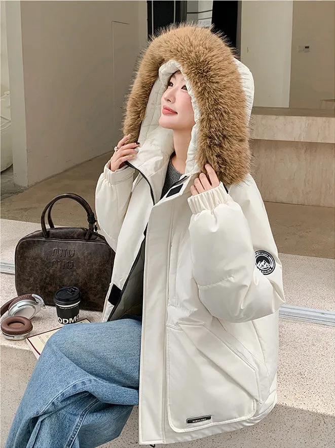 Stylish Water-Resistant Parka for Women with Thickened Relaxed Fit