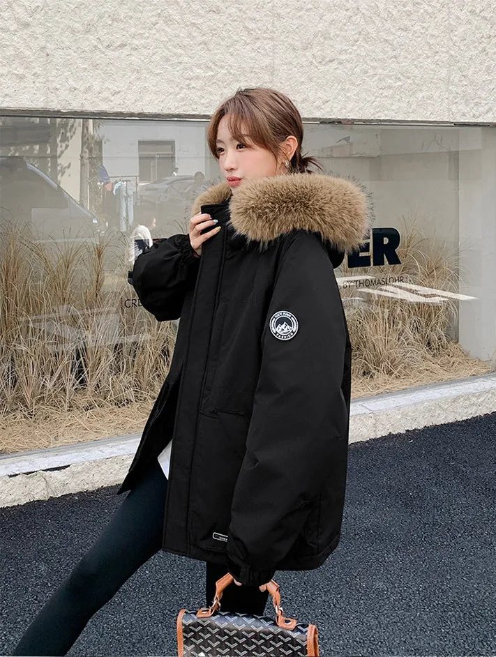 Stylish Water-Resistant Parka for Women with Thickened Relaxed Fit