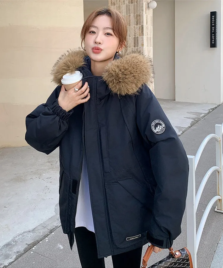 Stylish Water-Resistant Parka for Women with Thickened Relaxed Fit
