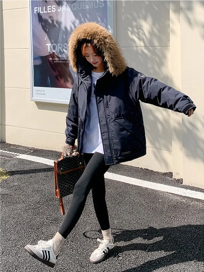 Stylish Water-Resistant Parka for Women with Thickened Relaxed Fit