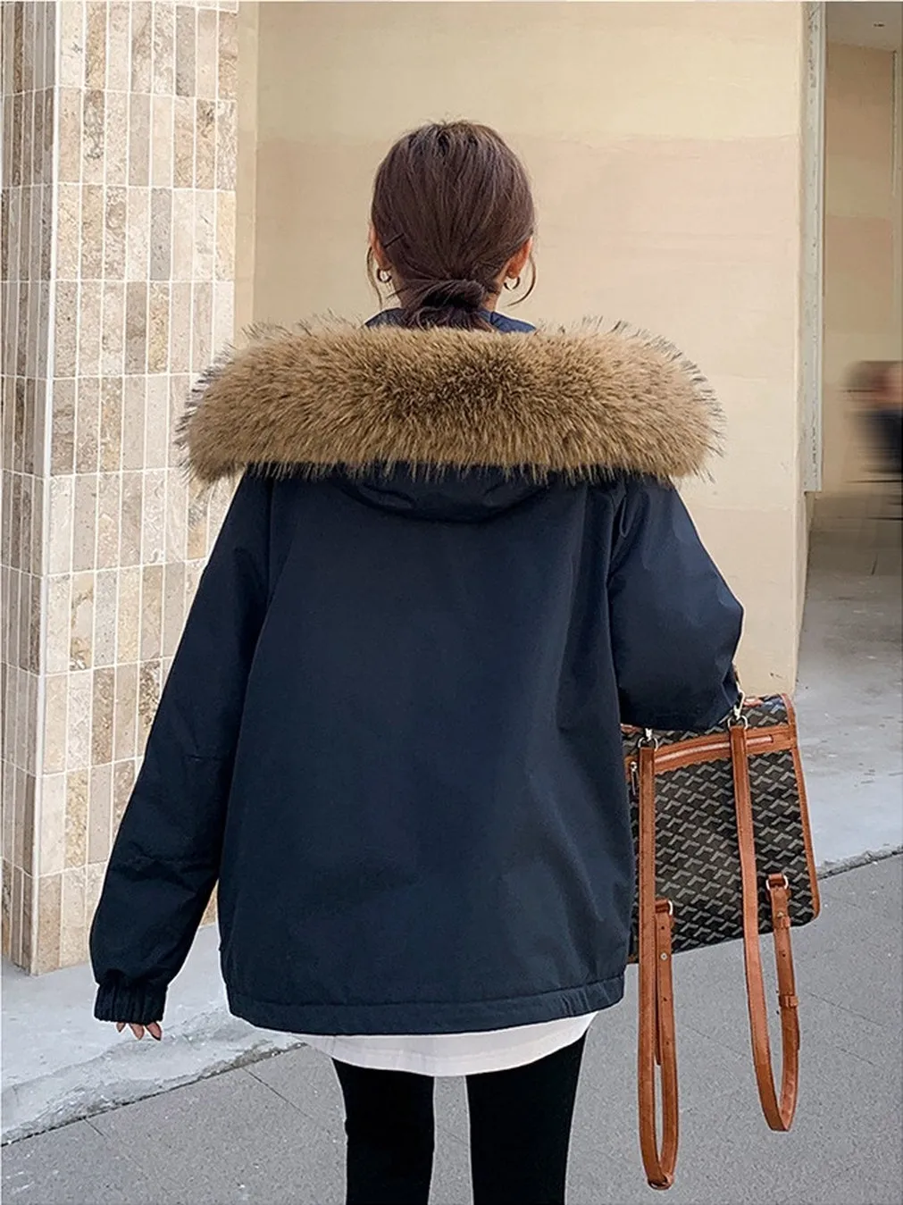 Stylish Water-Resistant Parka for Women with Thickened Relaxed Fit