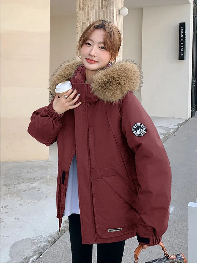 Stylish Water-Resistant Parka for Women with Thickened Relaxed Fit
