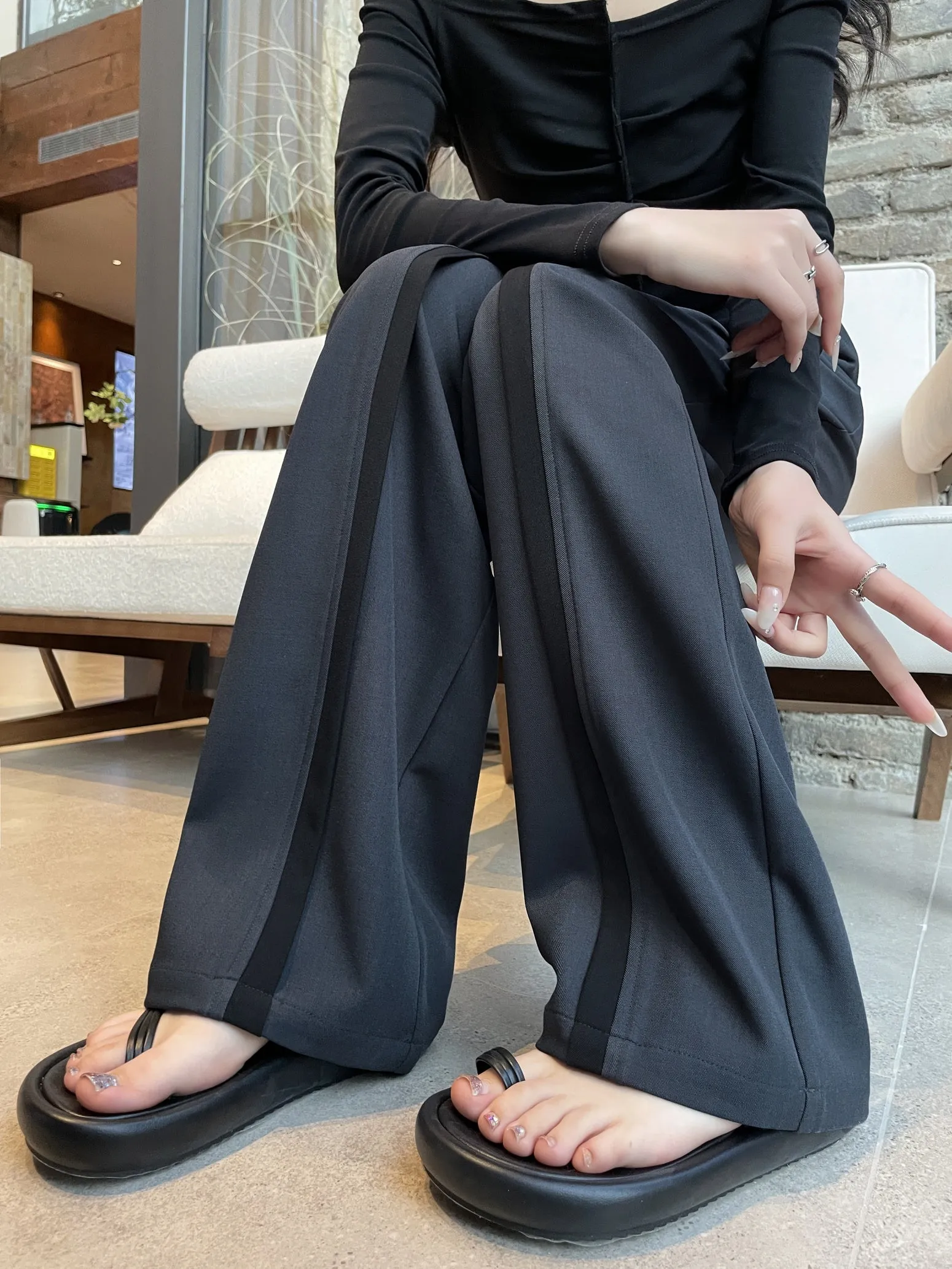 Stylish Women's Solid Patchwork Trousers for Everyday Wear