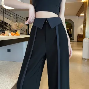 Stylish Women's Solid Patchwork Trousers for Everyday Wear
