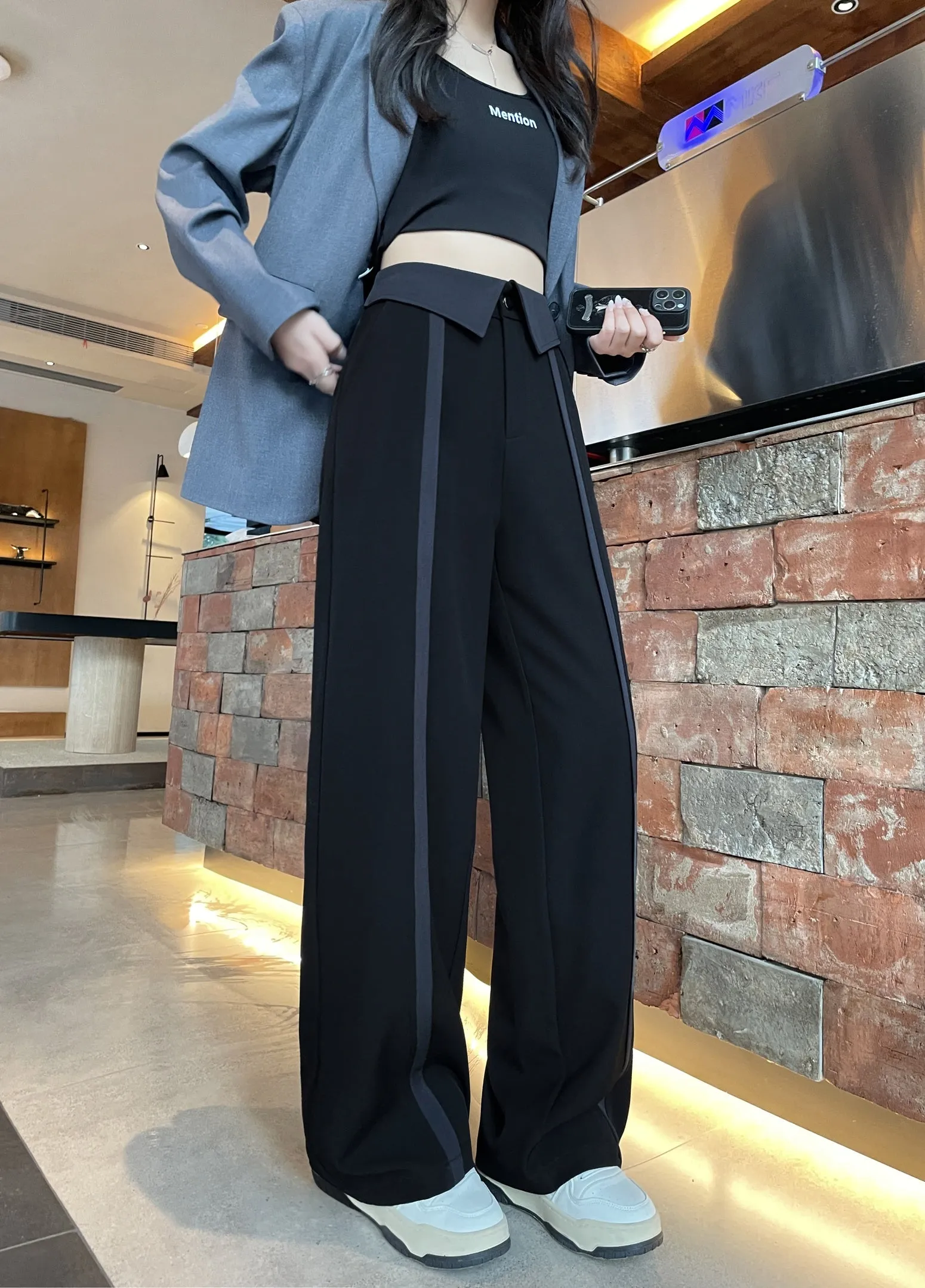 Stylish Women's Solid Patchwork Trousers for Everyday Wear