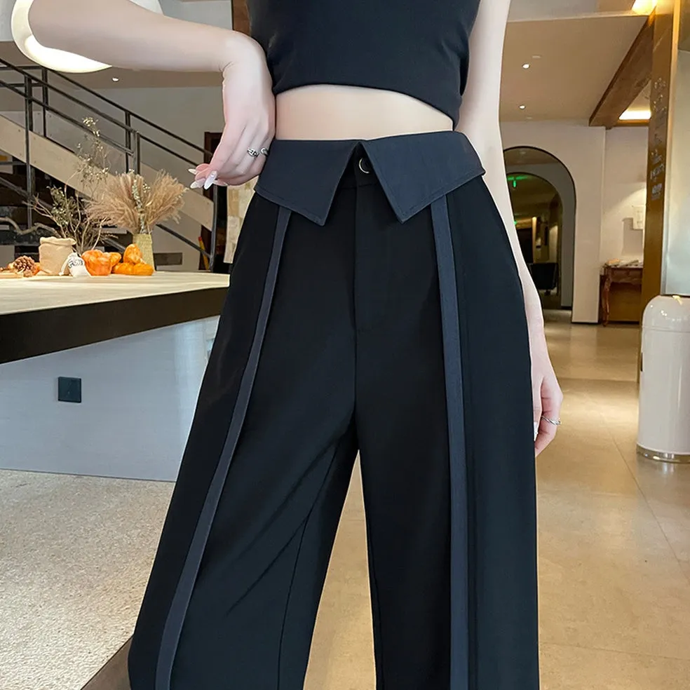 Stylish Women's Solid Patchwork Trousers for Everyday Wear