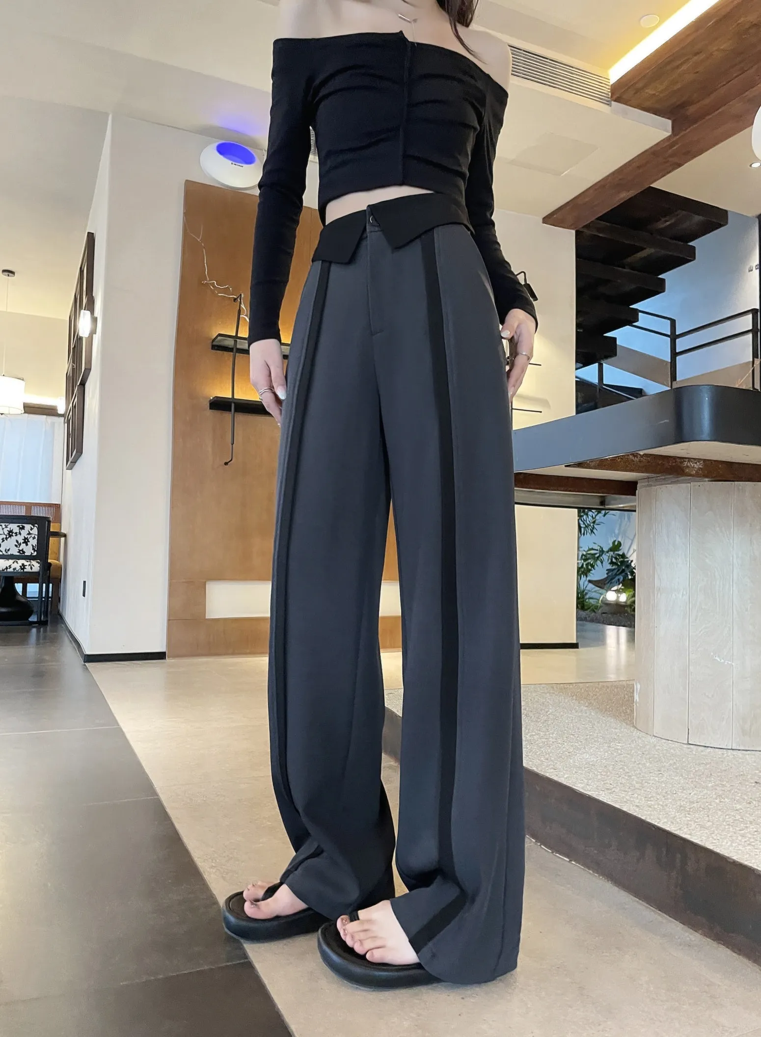 Stylish Women's Solid Patchwork Trousers for Everyday Wear