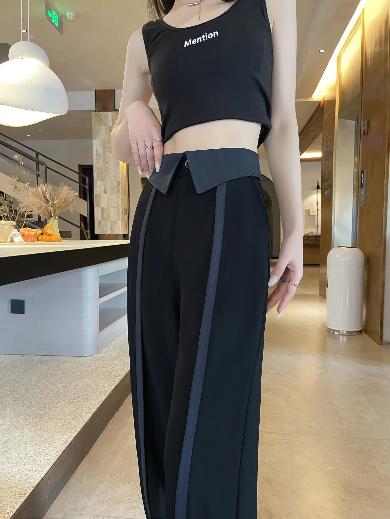Stylish Women's Solid Patchwork Trousers for Everyday Wear