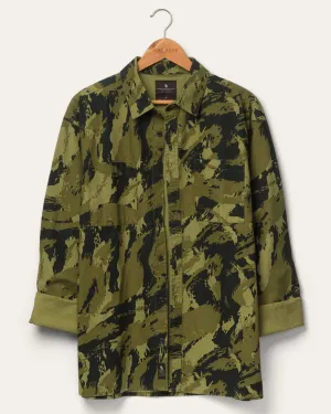 Tame Oversized Two Pocket Long Sleeve Camo Shirt