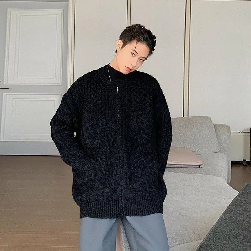Thick Zipper Knit Cardigan