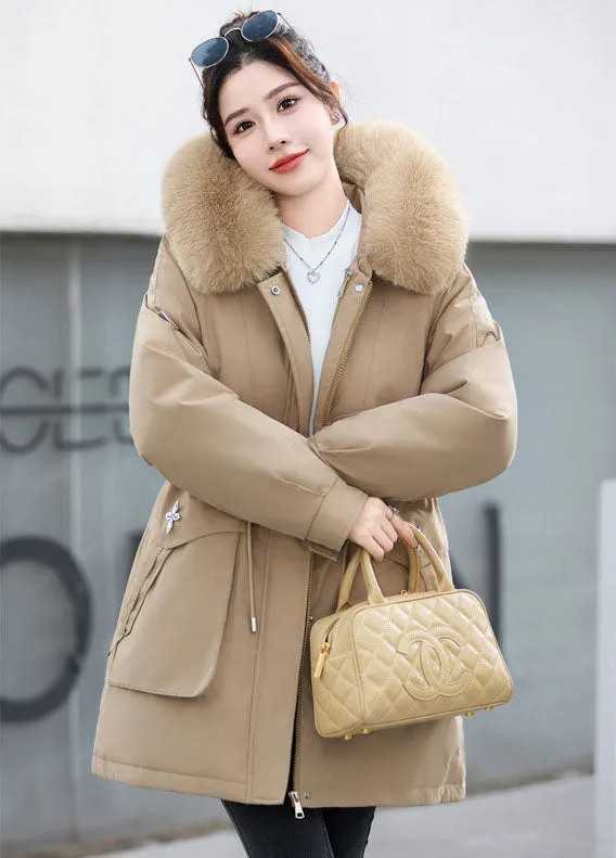 Thickened Hip-length Parka with Windproof Features and a Stain-resistant Finish