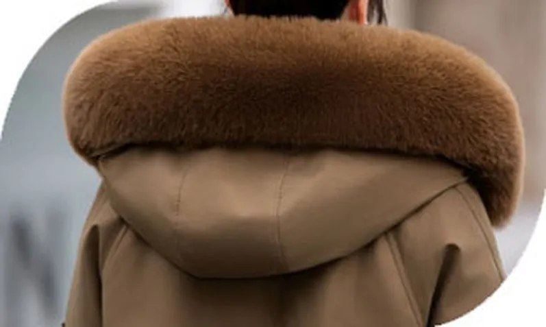Thickened Hip-length Parka with Windproof Features and a Stain-resistant Finish