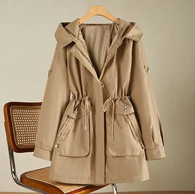 Thickened Hip-length Parka with Windproof Features and a Stain-resistant Finish