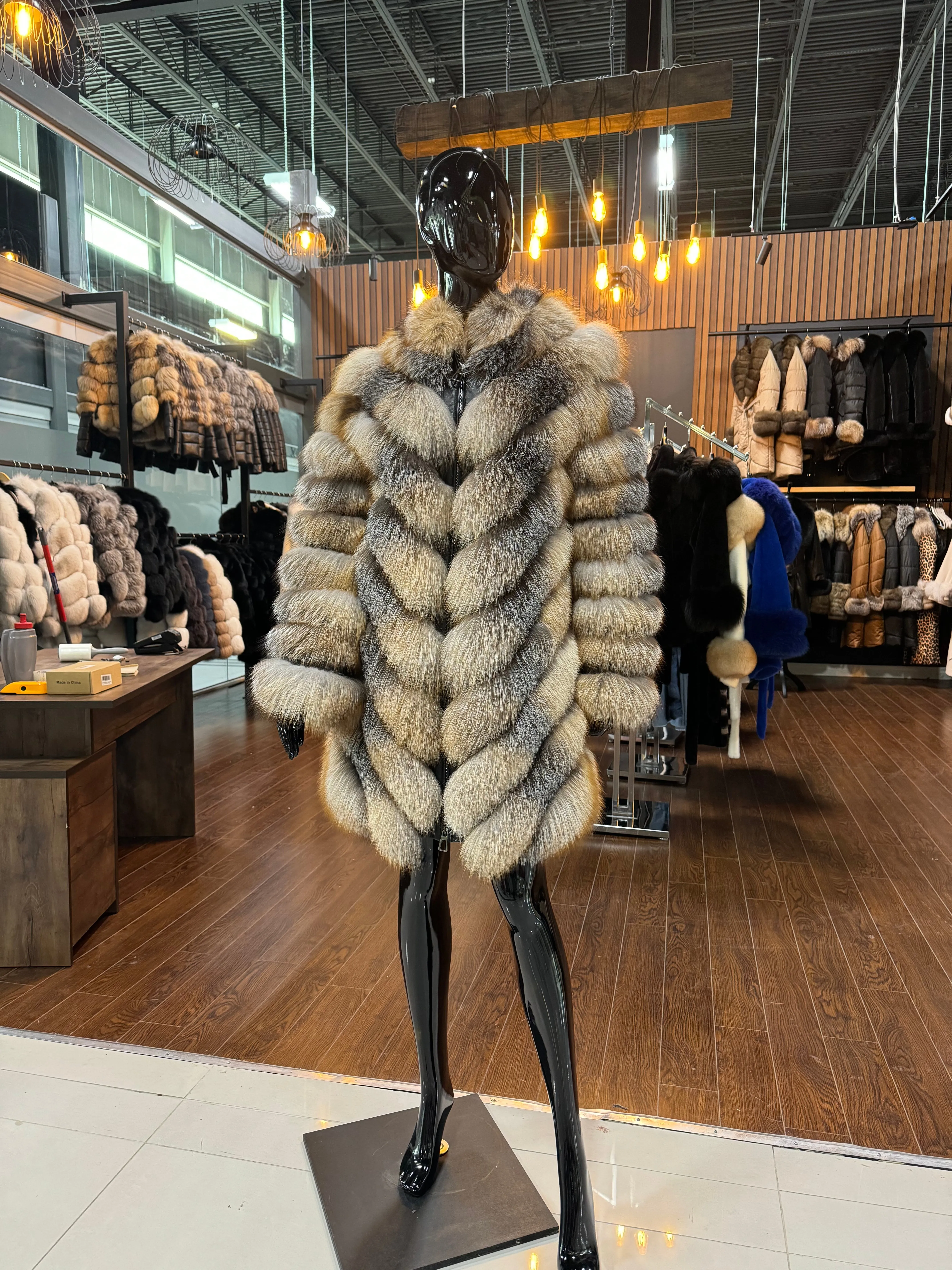 TIGER FOX FUR COAT-SKU 1020