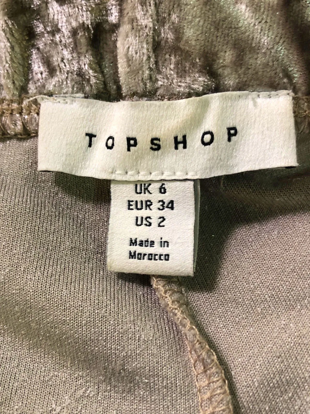 Topshop Beige Crushed Velvet Flared Trousers UK 6