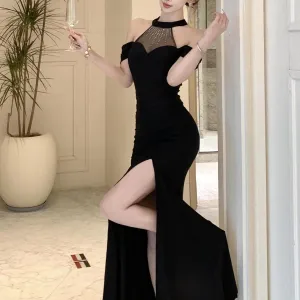 Trendy Patchwork Bodycon Dress with Sparkling Rhinestones