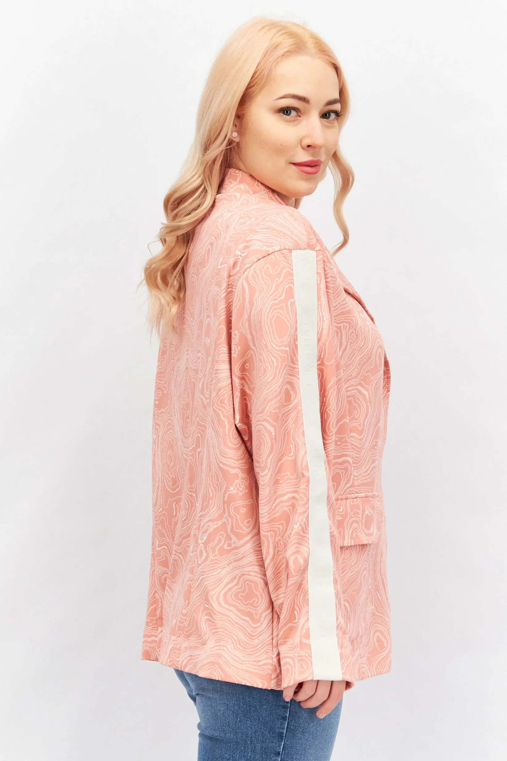 TRIBE OF 6 AISHA RECYCLED OVERSIZED STRETCH BLAZER WITH TAPE DETAIL