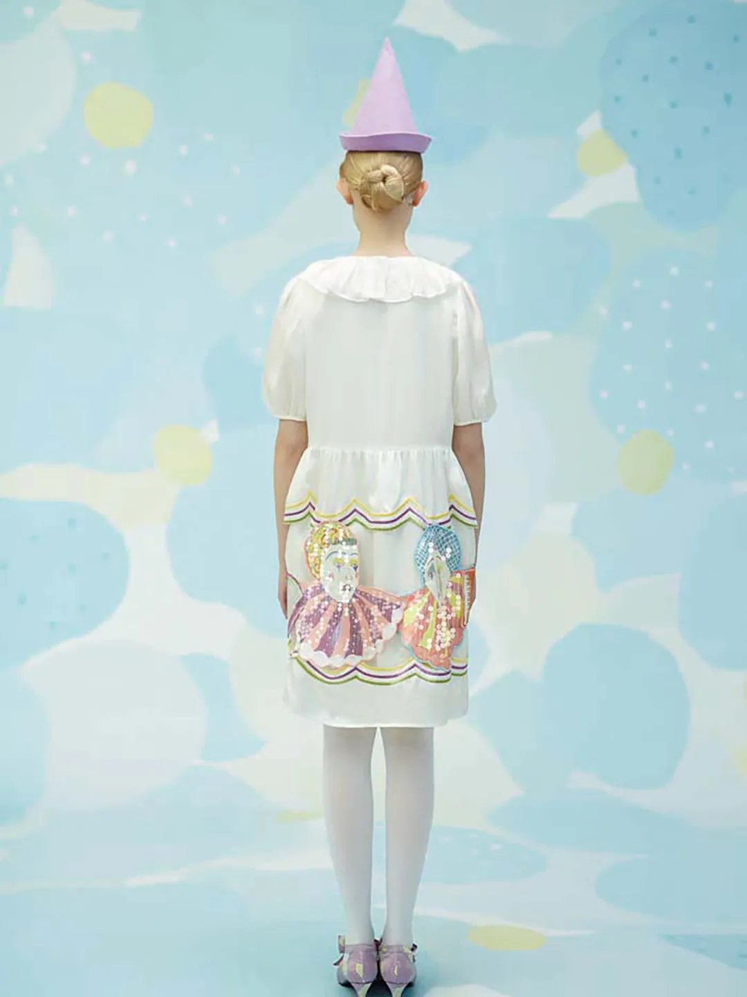 Unlogical Poem Ruffle Collar Cutout Panel Dress