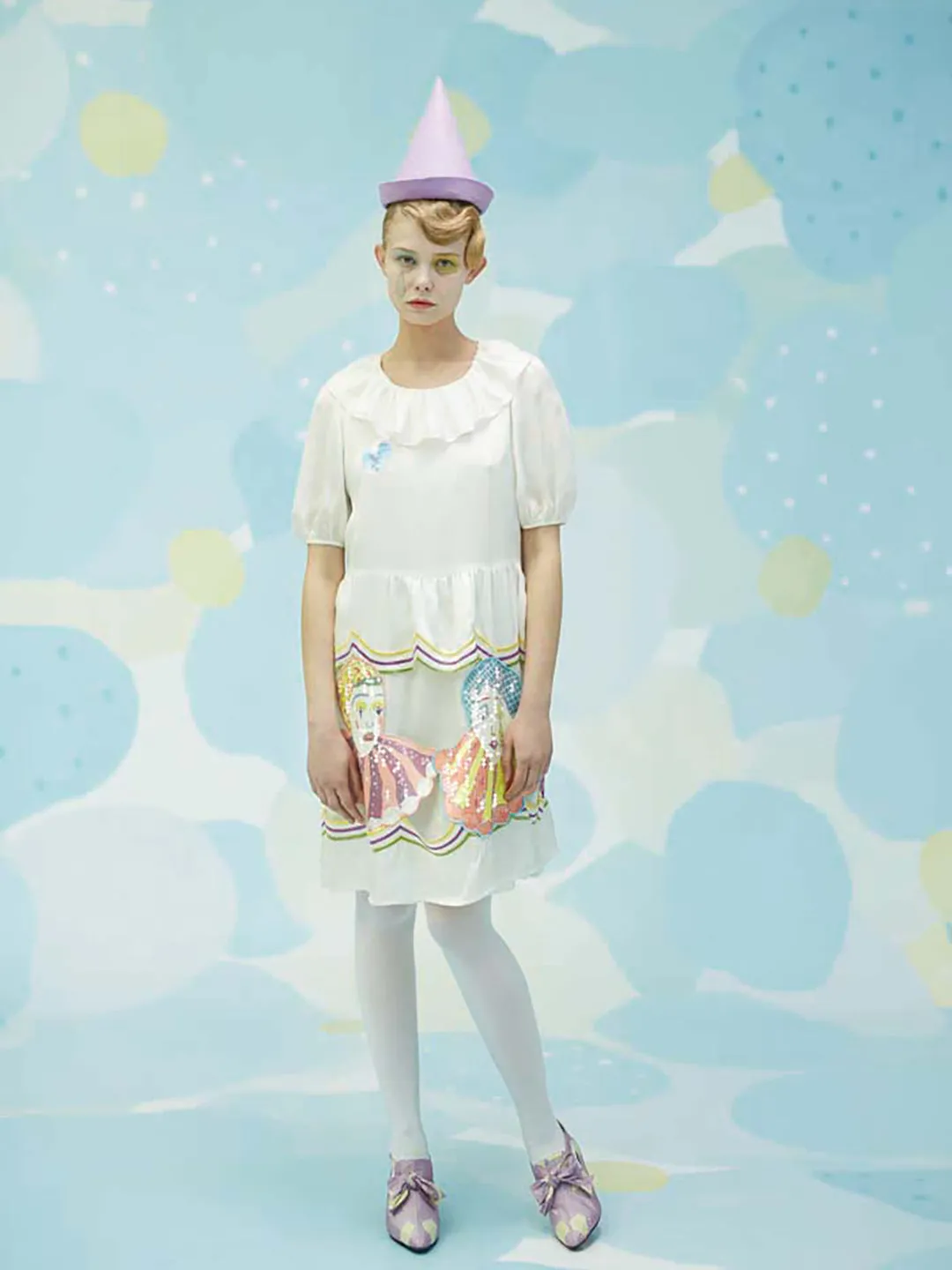 Unlogical Poem Ruffle Collar Cutout Panel Dress