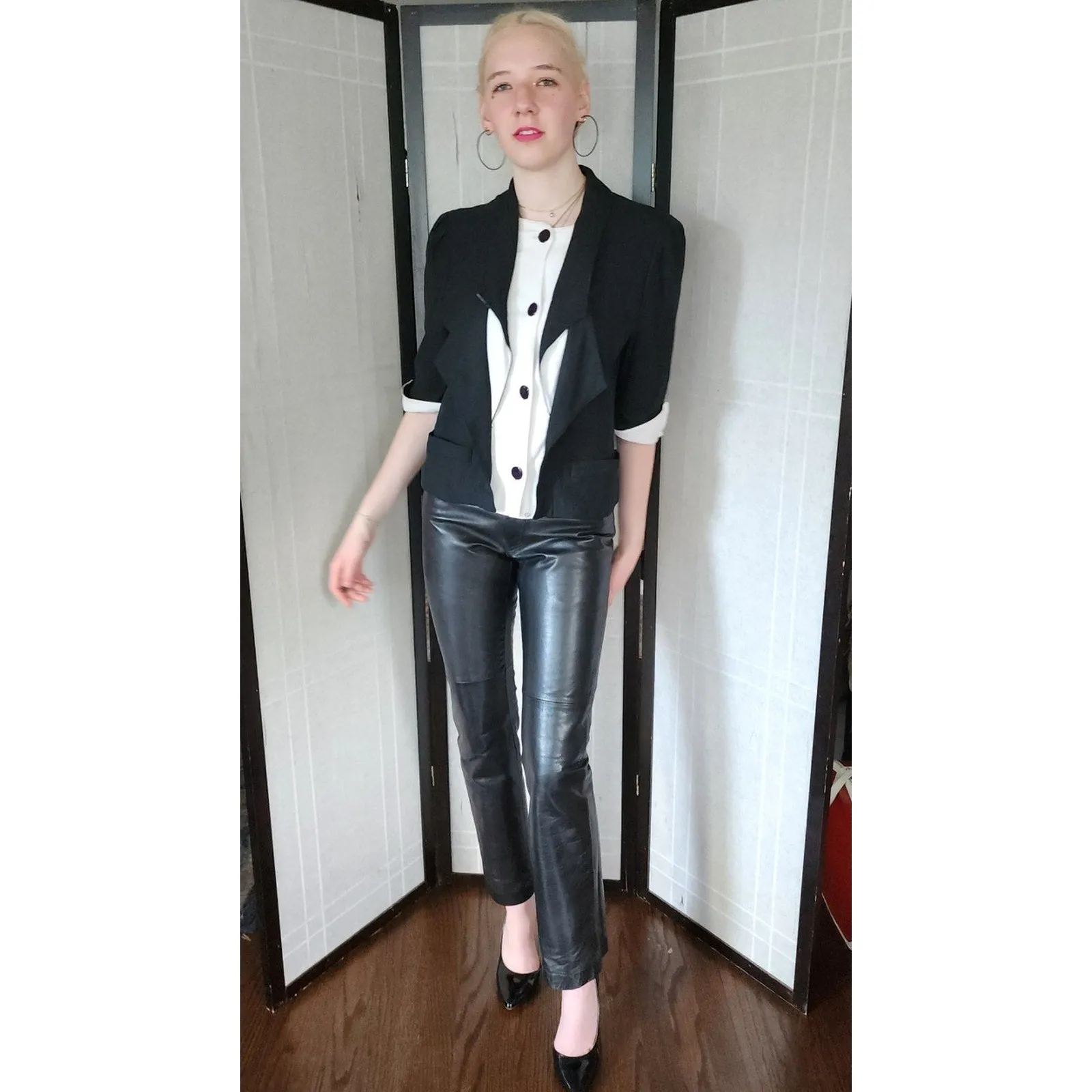 Vintage 80s Louis Feraud Blazer Black White Faux Tuxedo Style