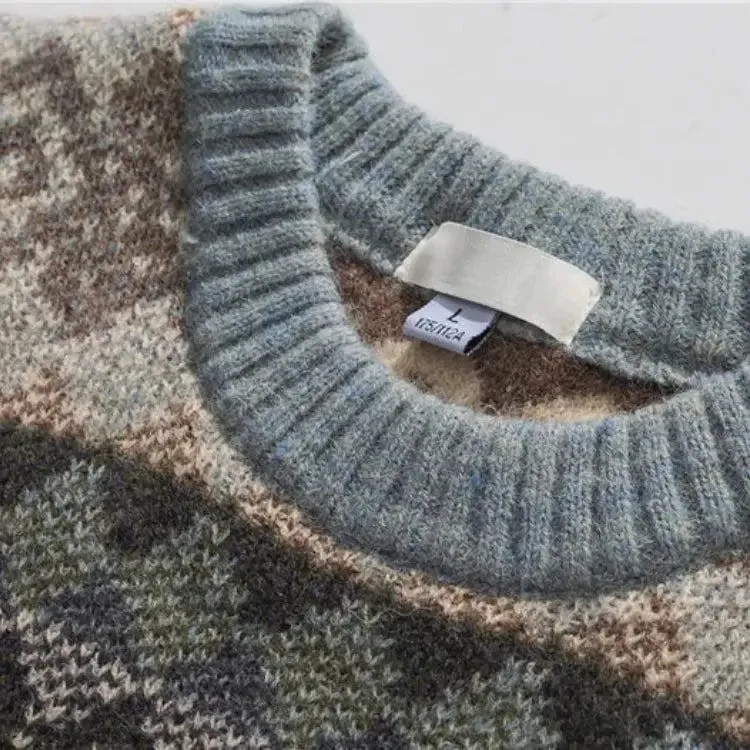 Vintage Aesthetic Jacquard Knitted Sweater for Timeless Style