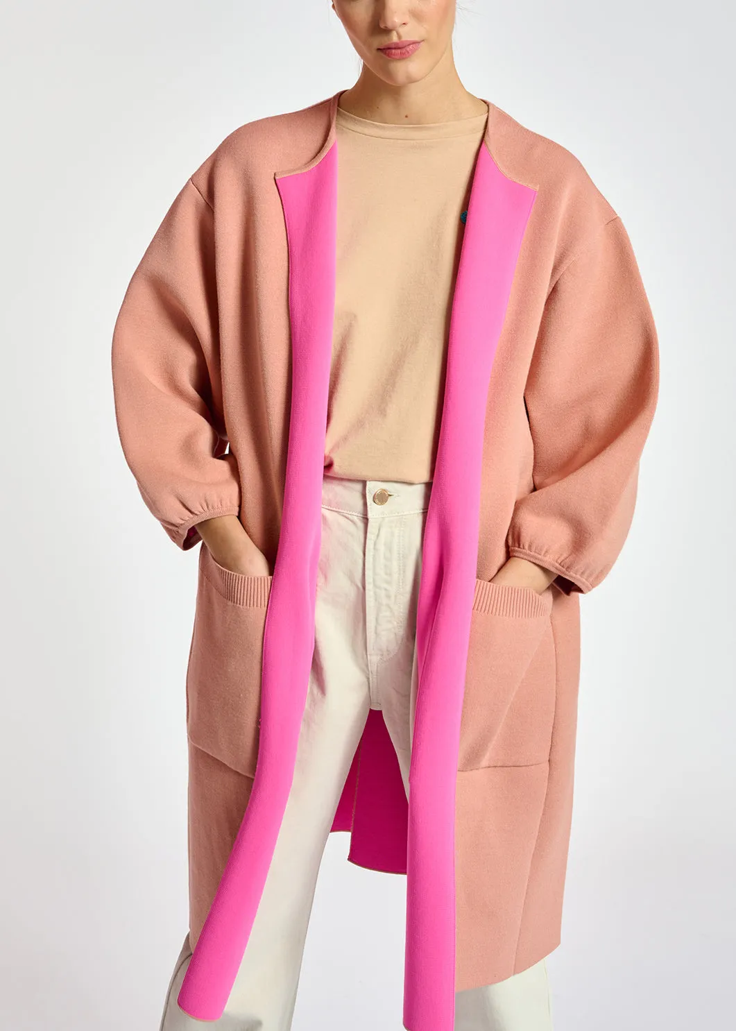 Vintage pink oversized knit coat