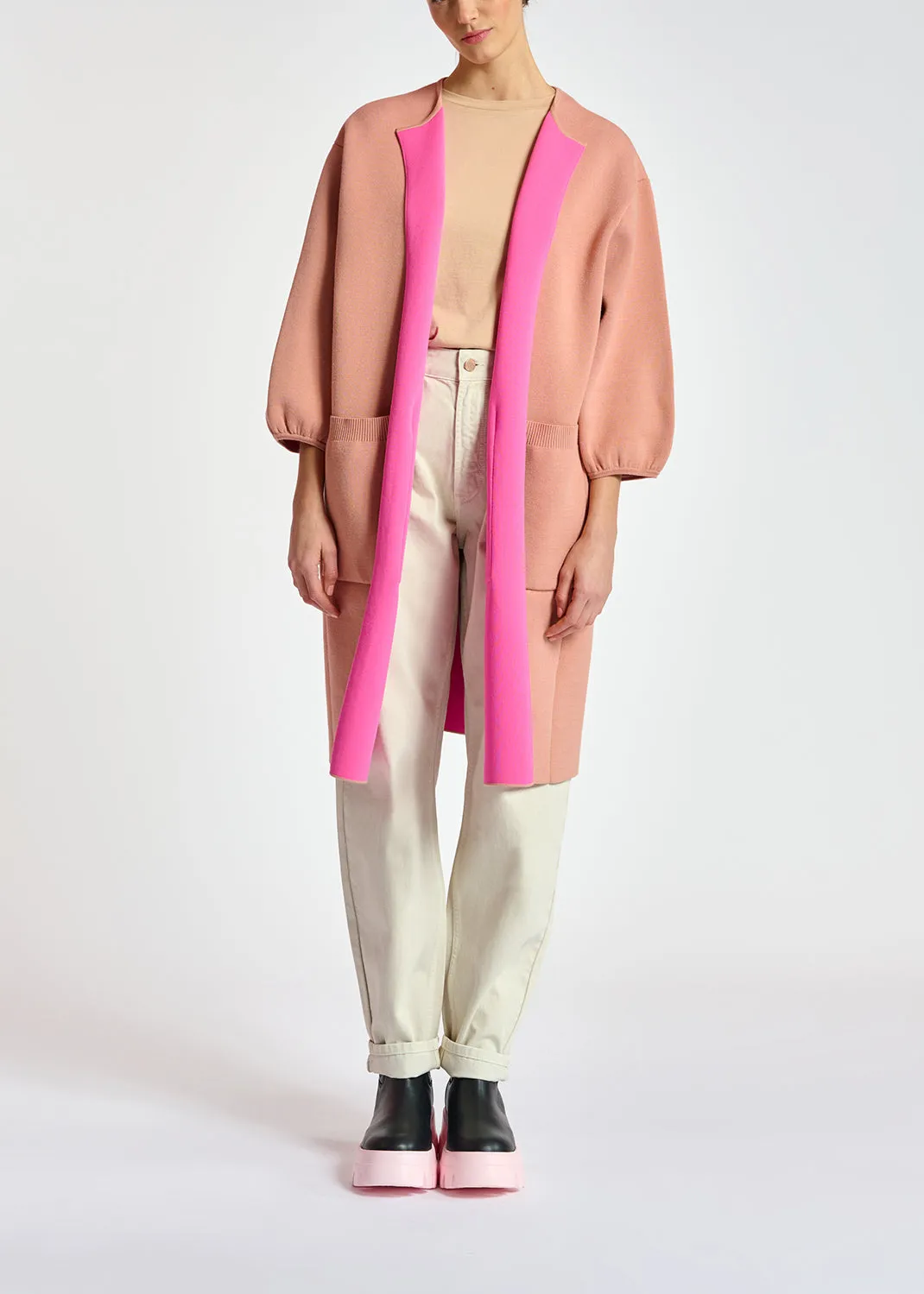 Vintage pink oversized knit coat