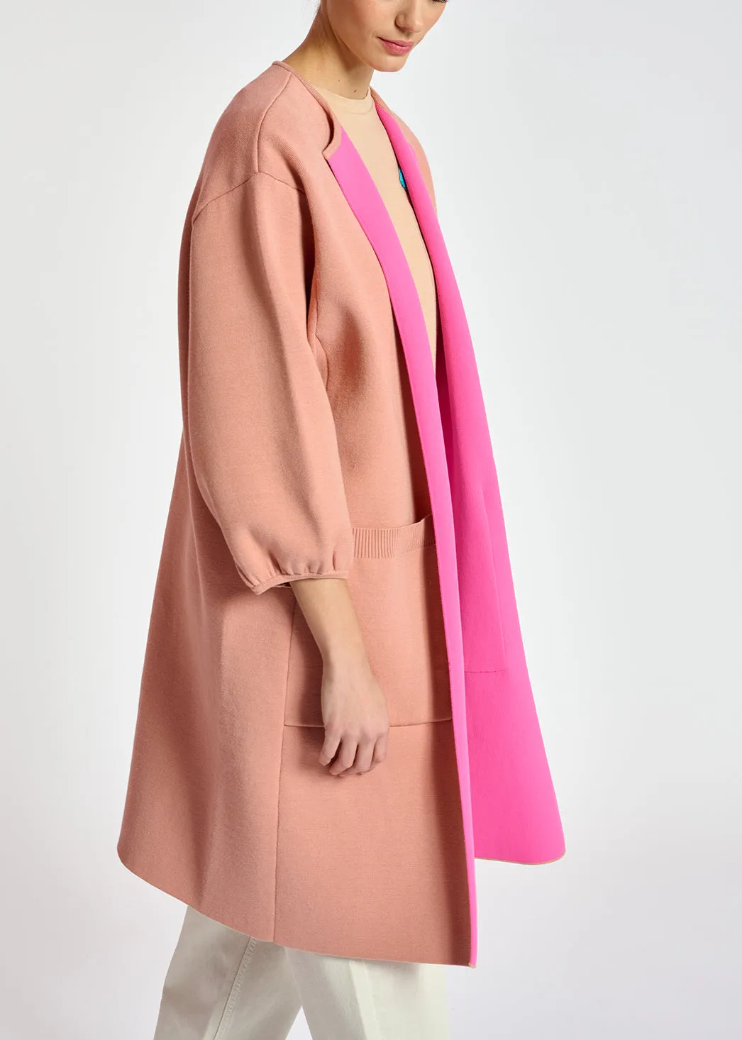 Vintage pink oversized knit coat