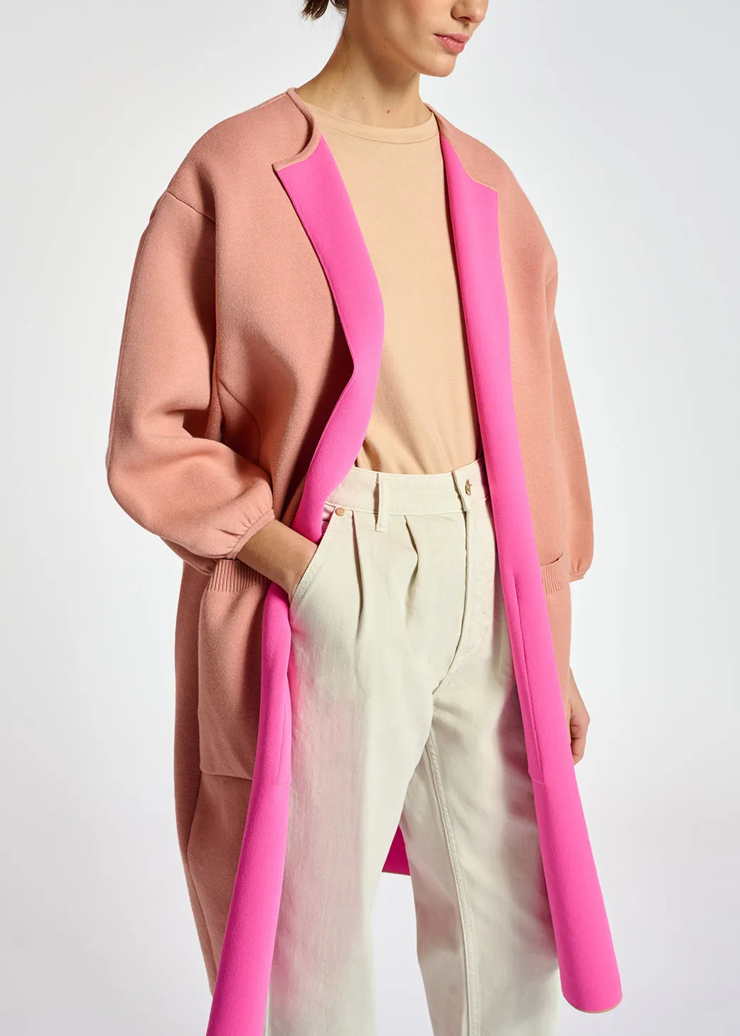 Vintage pink oversized knit coat