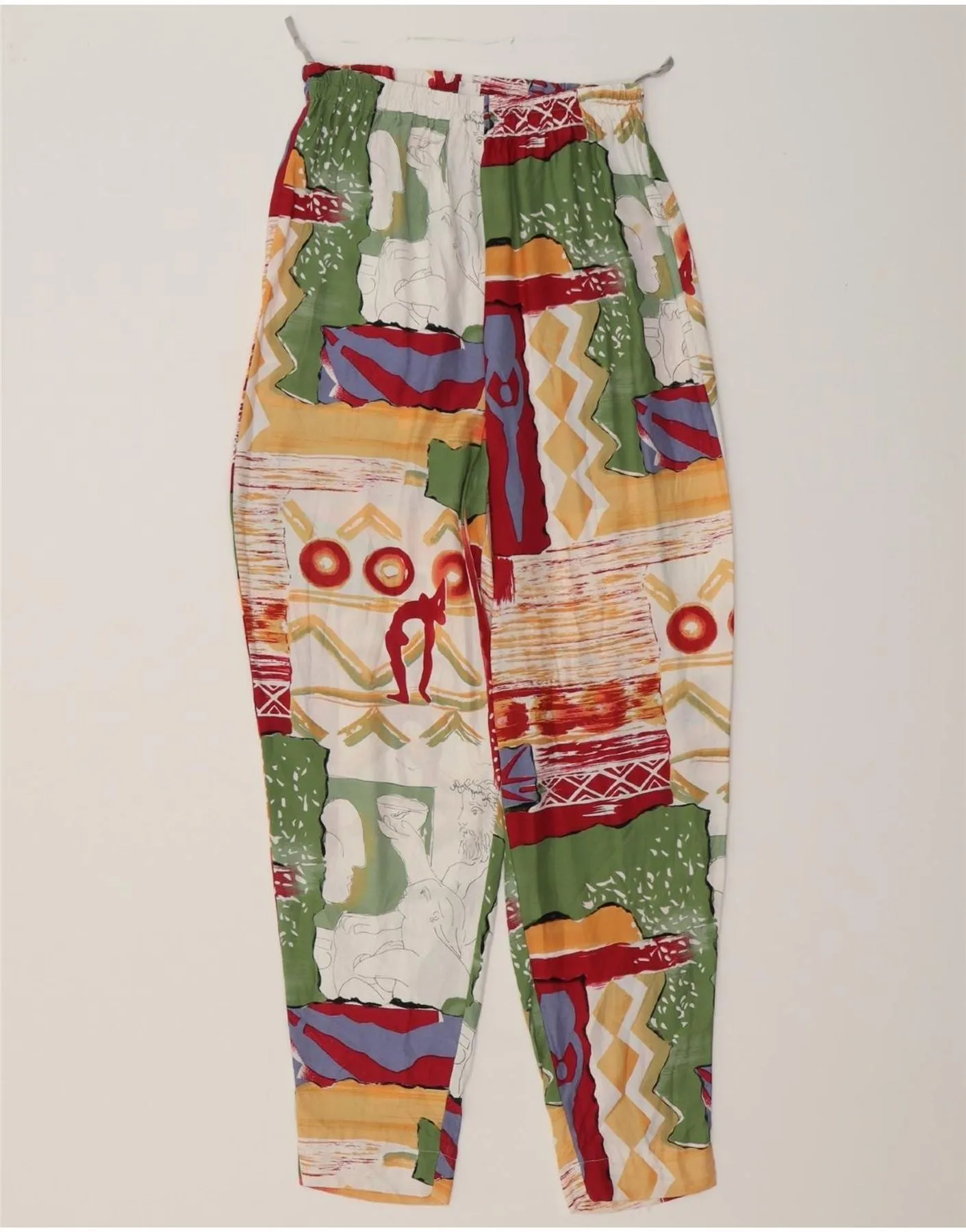 VINTAGE Womens Casual Trousers IT 36 XS W25 L28 Multicoloured Patchwork