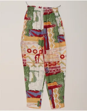 VINTAGE Womens Casual Trousers IT 36 XS W25 L28 Multicoloured Patchwork
