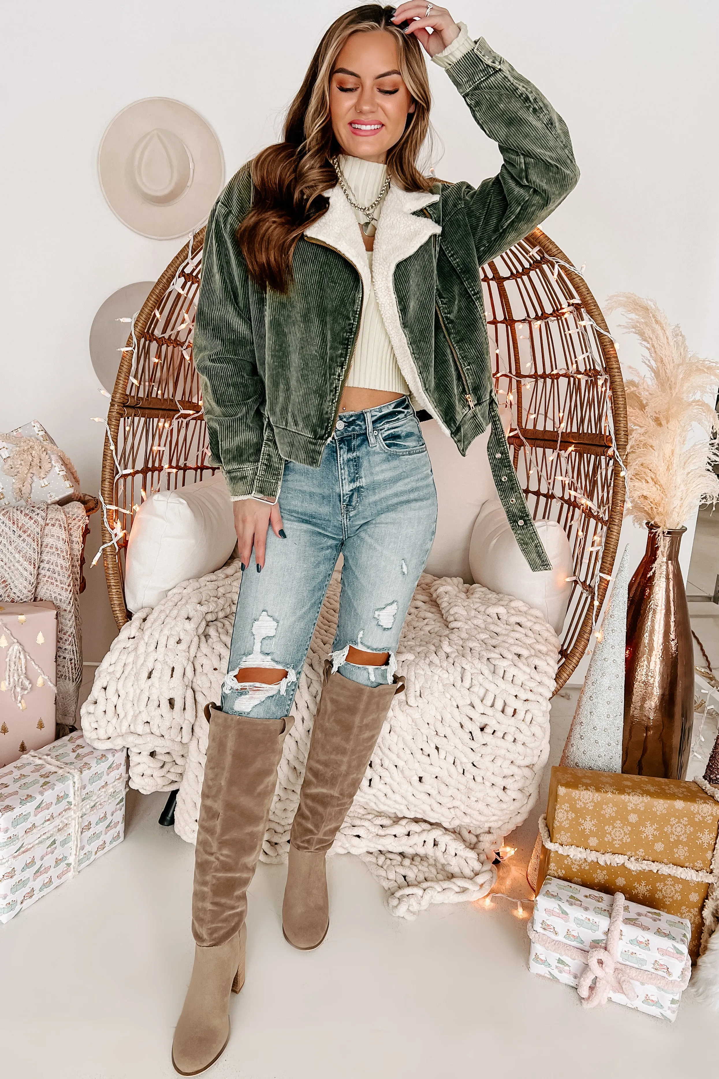 Western Winds Sherpa Lined Corduroy Jacket (Olive)