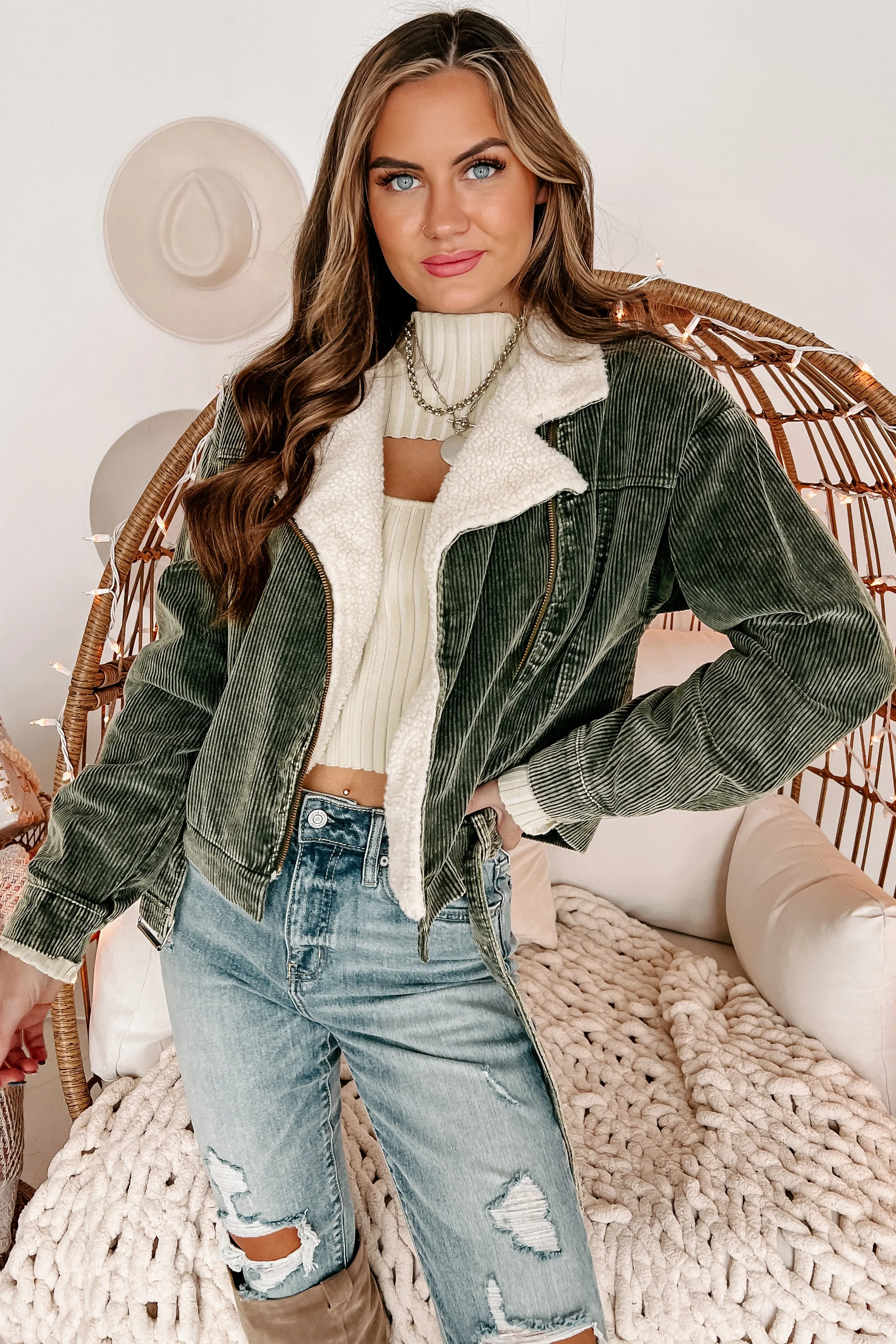 Western Winds Sherpa Lined Corduroy Jacket (Olive)