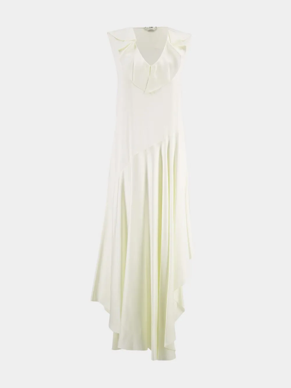 White Asymmetric Bias-Cut Dress