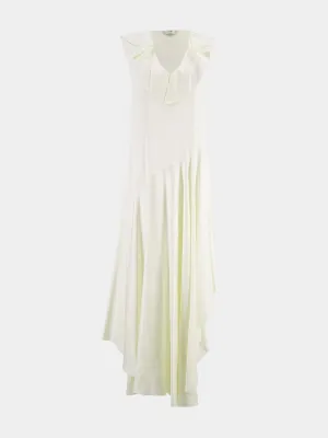 White Asymmetric Bias-Cut Dress