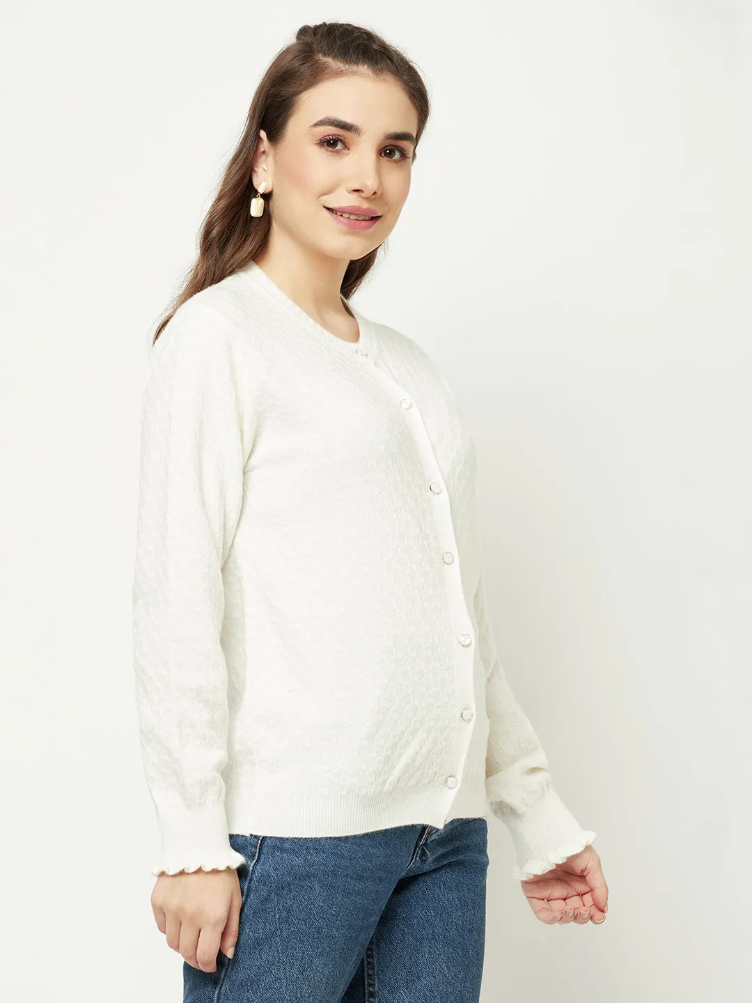 White Cable Knit Cardigan