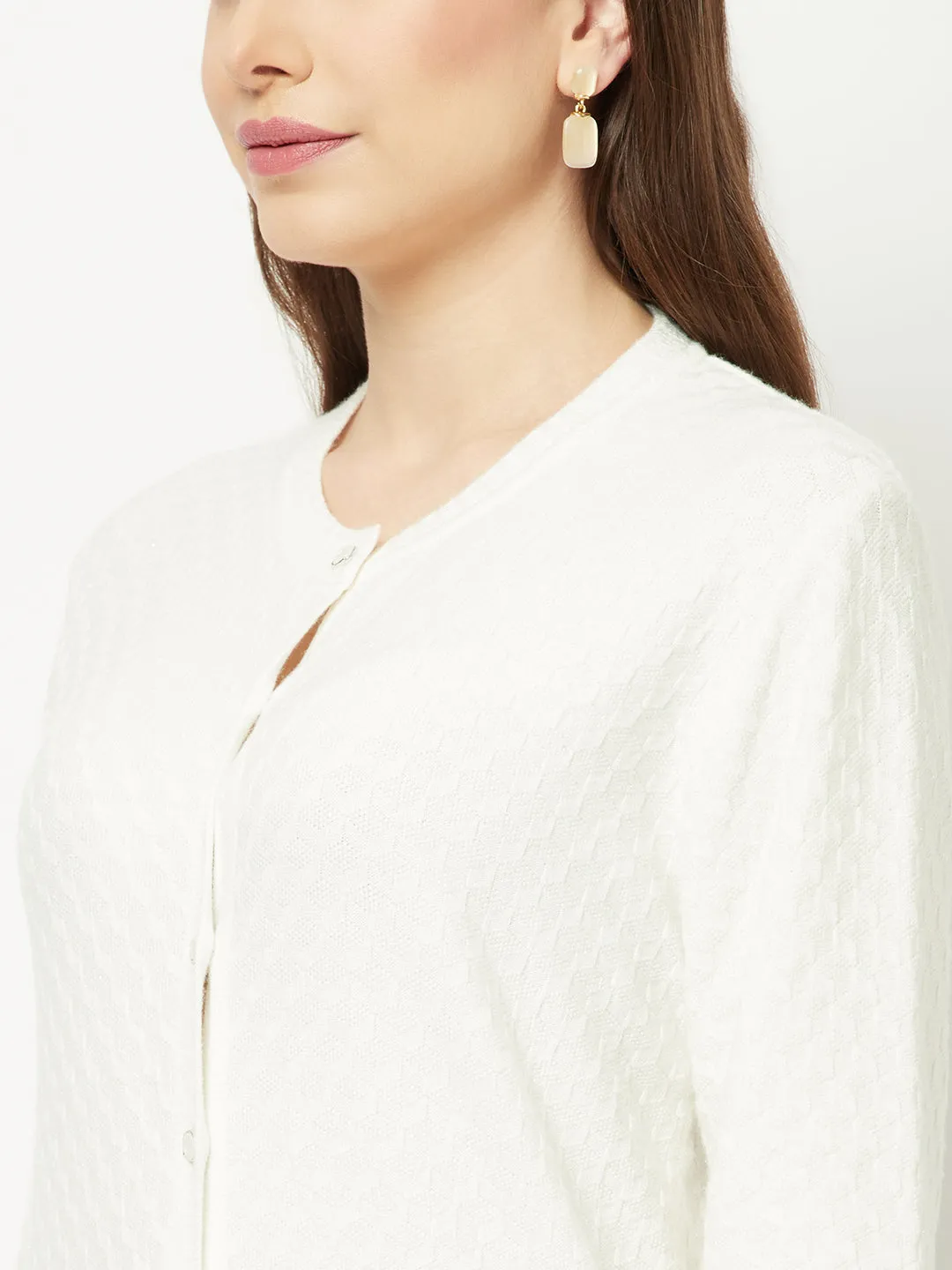 White Cable Knit Cardigan