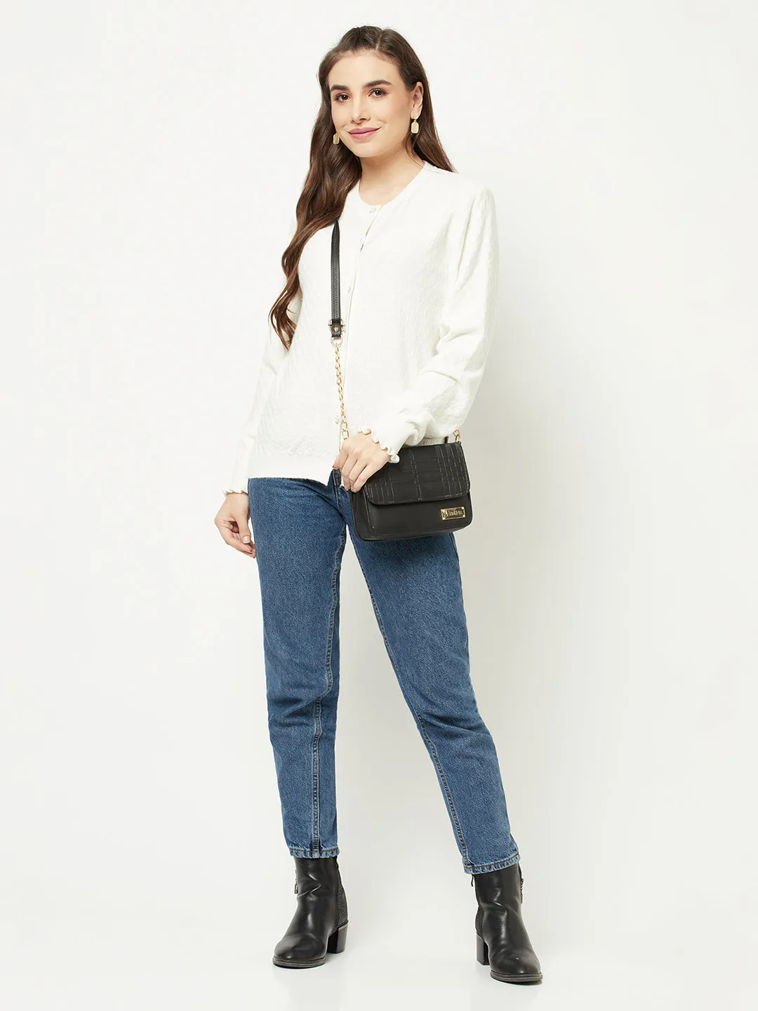White Cable Knit Cardigan