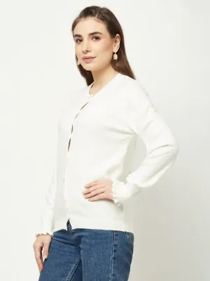 White Cable Knit Cardigan