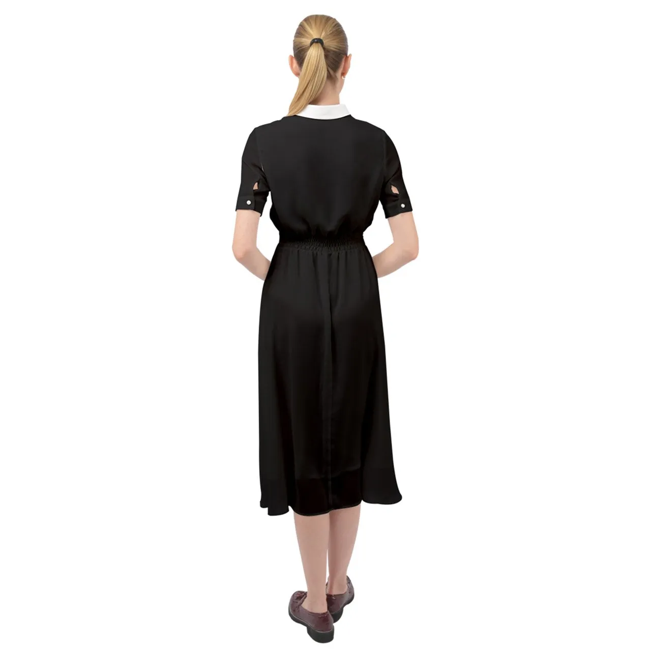 white collar Keyhole Neckline Chiffon Dress