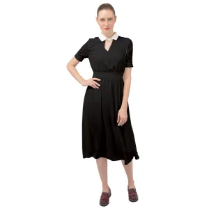 white collar Keyhole Neckline Chiffon Dress
