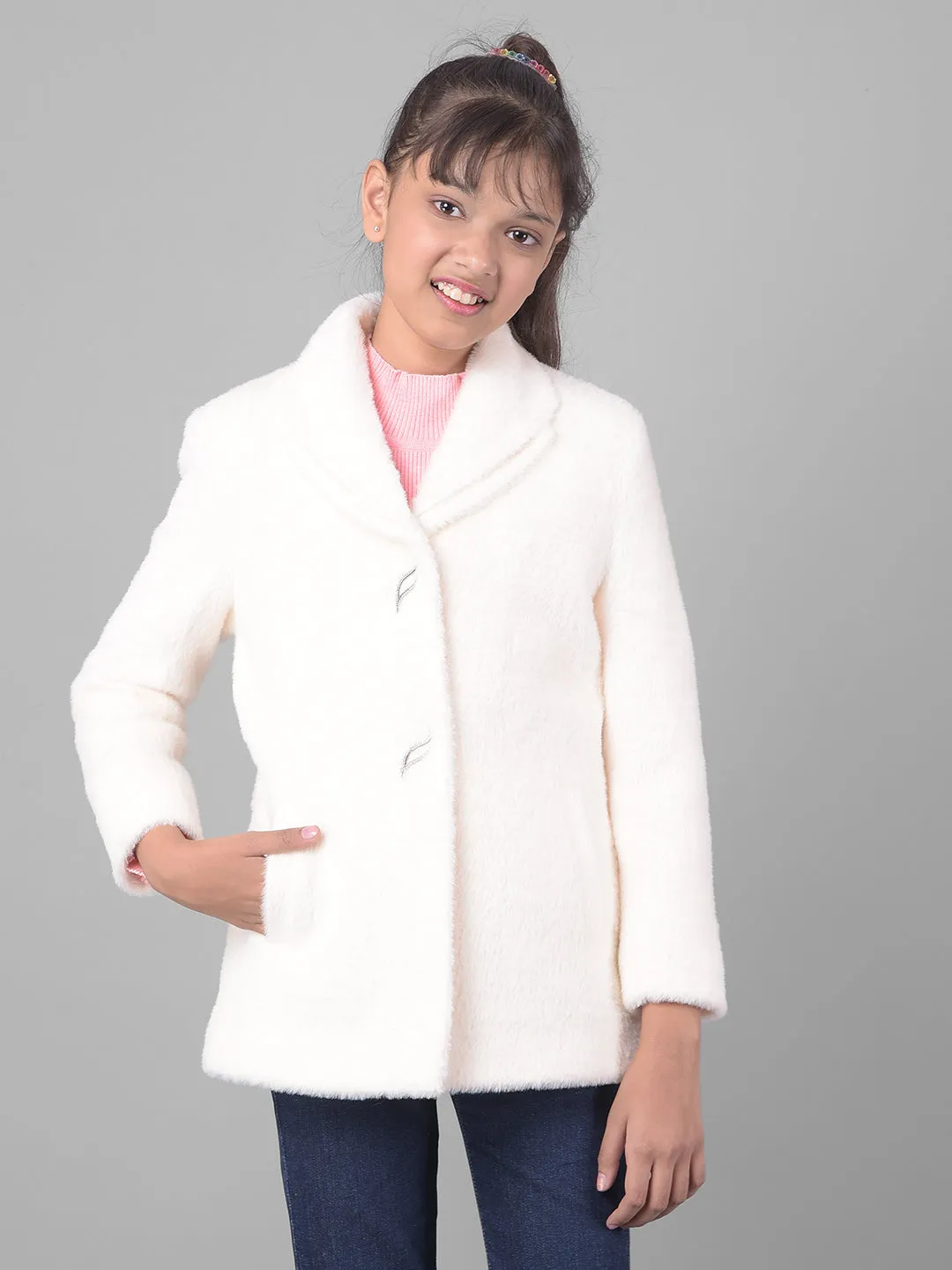 White Faux Fur Overcoat