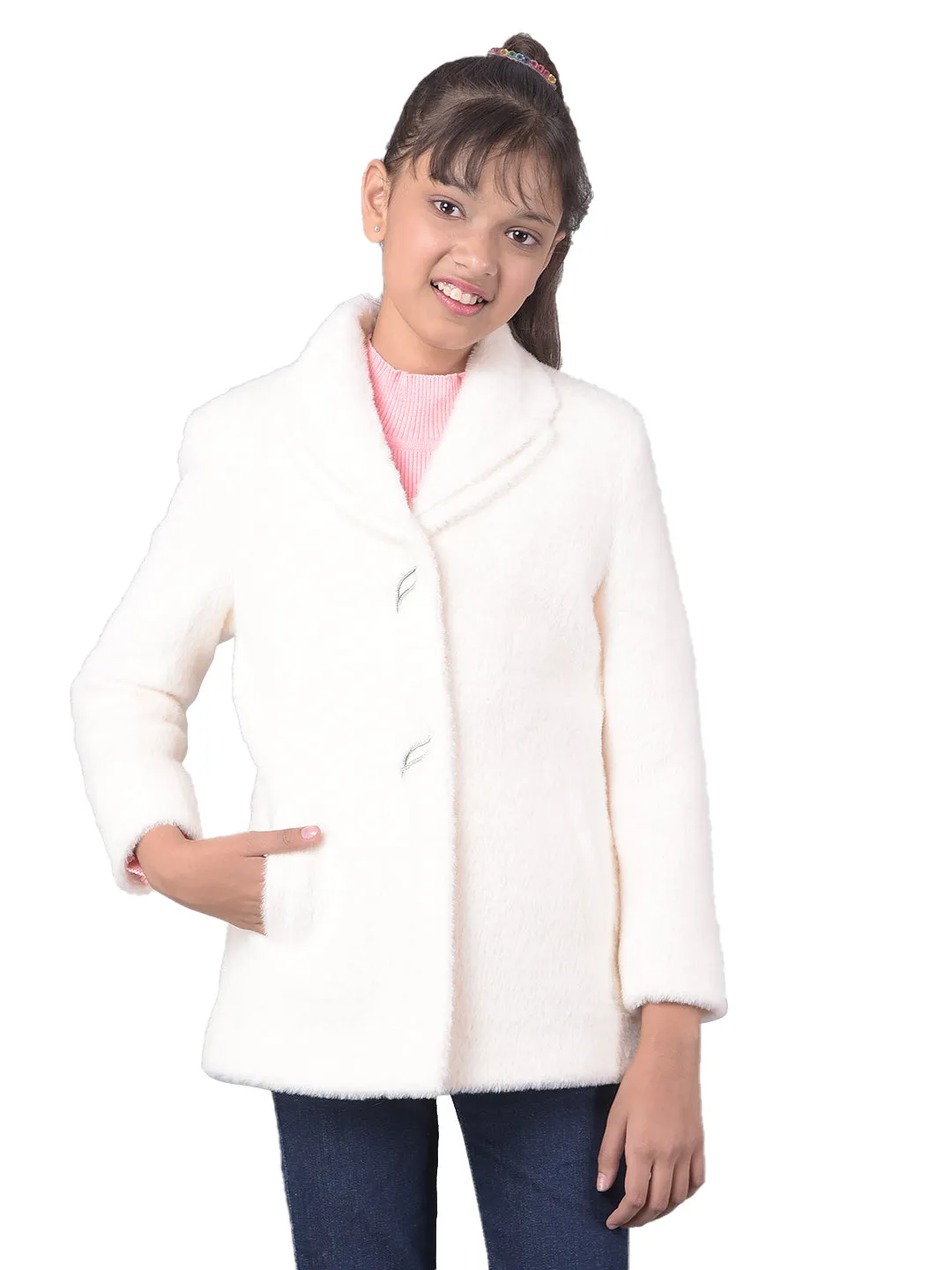 White Faux Fur Overcoat
